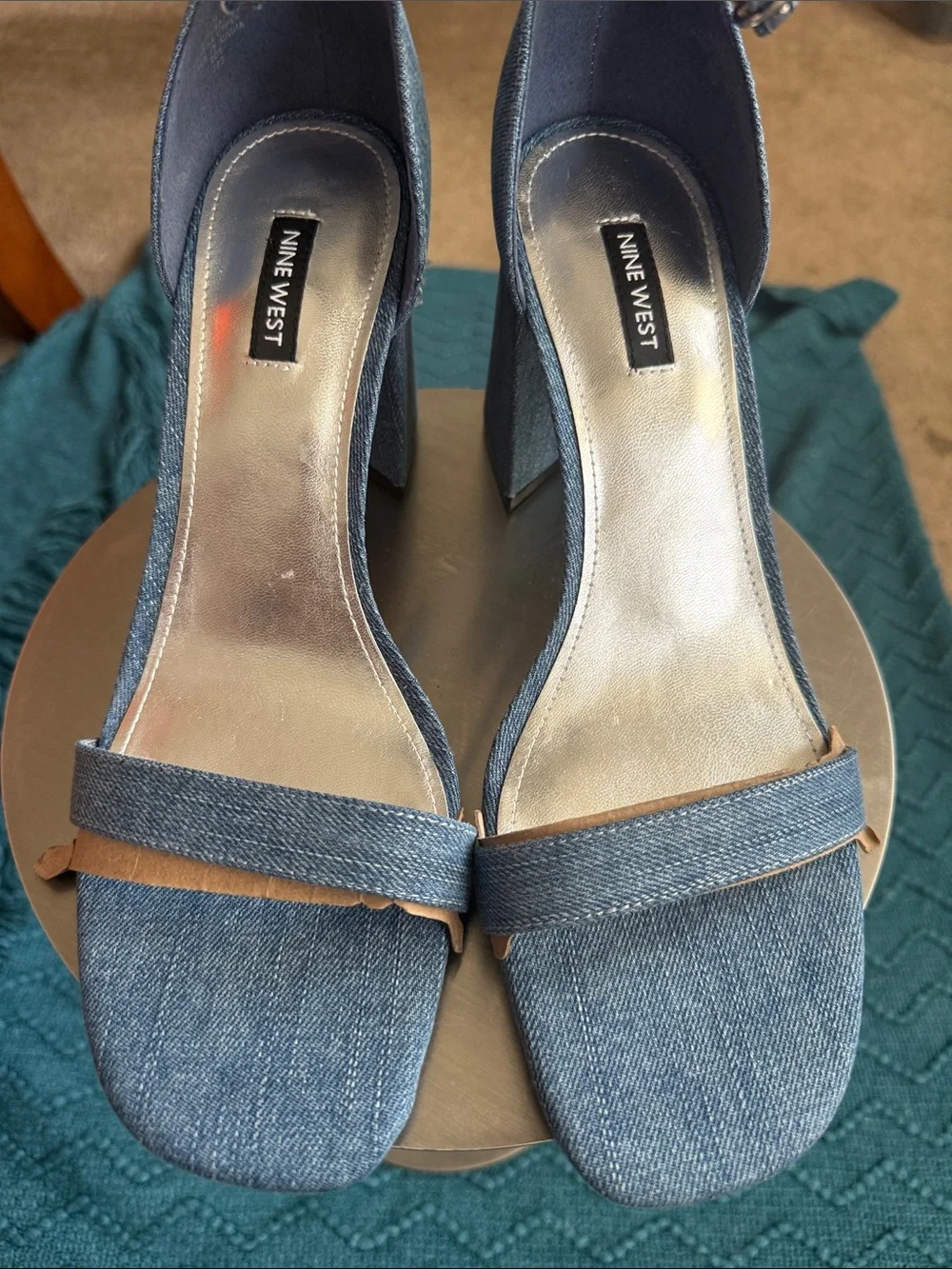 NWOT Nine West Denim Blue Ankle-Strap Heeled Sandals